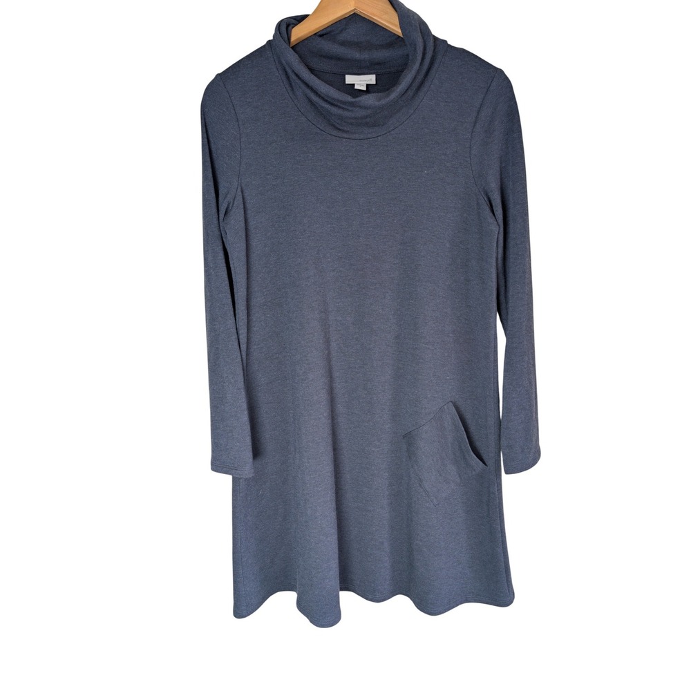 J Jill Pure Jill Navy Heathered Luxe Tencel Funnel‎ Neck Pocket Dress Small